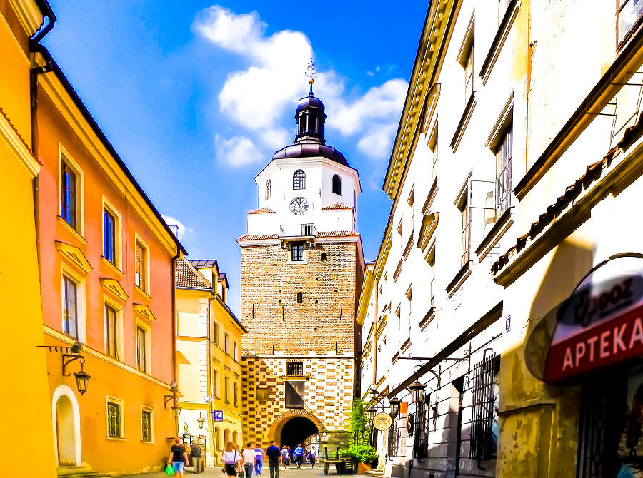 Lublin - Brama Krakowska - widok z ulicy Bramowej