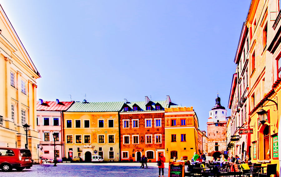 Wshód słońca na starówce w Lublinie