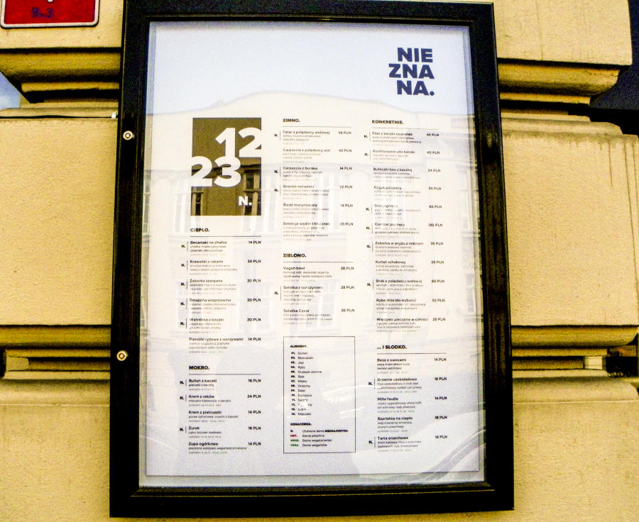 Menu Restauracji Nieznana w Lublinie - zdjęcie do galerii